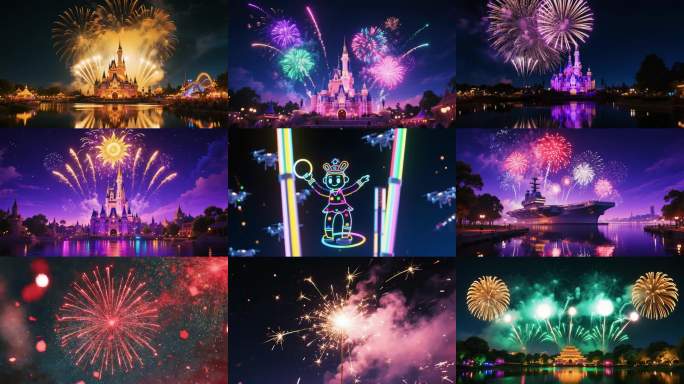 绚丽多彩的烟花表演