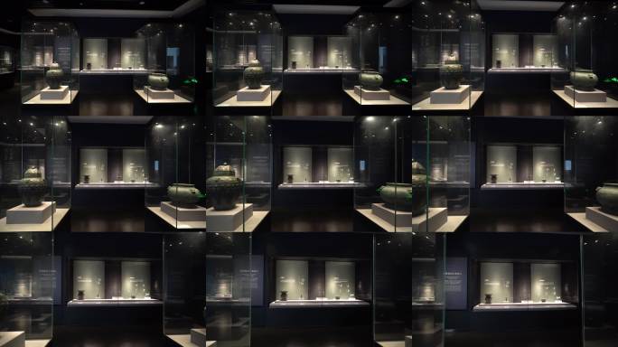 博物馆青铜器展柜陈列 张骞墓展馆