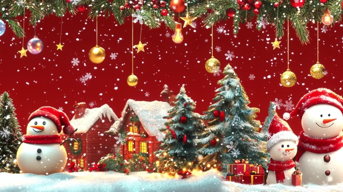 8k宽屏圣诞节雪景舞台背景