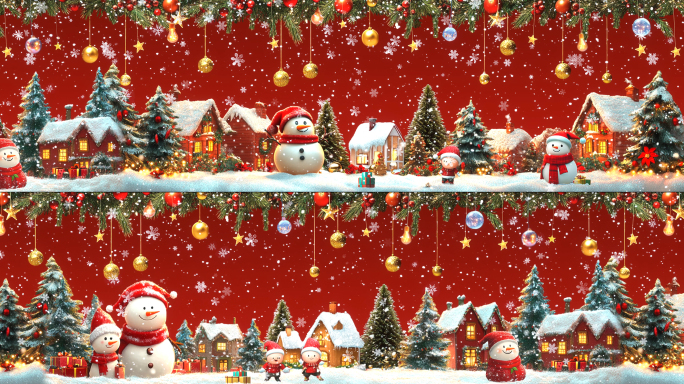 8k宽屏圣诞节雪景舞台背景