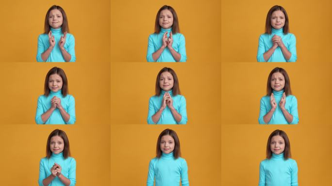 学校孩子 祈祷 礼物 祝好运 交叉手指 隔离 明亮 彩色背景