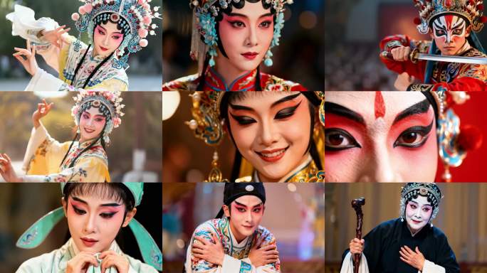 京剧人物戏曲脸谱特写