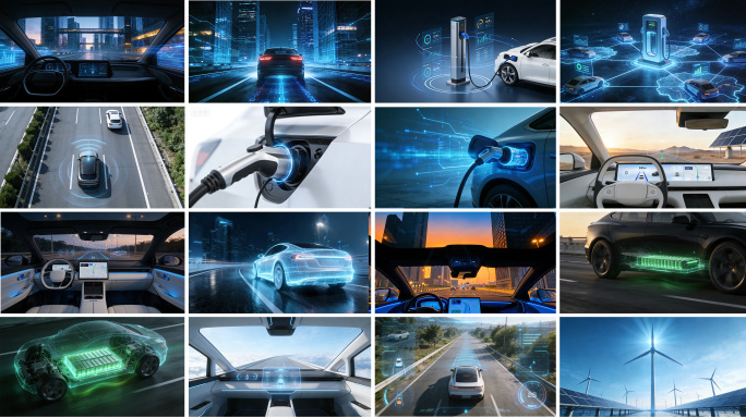 新能源汽车智能驾驶科技感未来出行环保能源