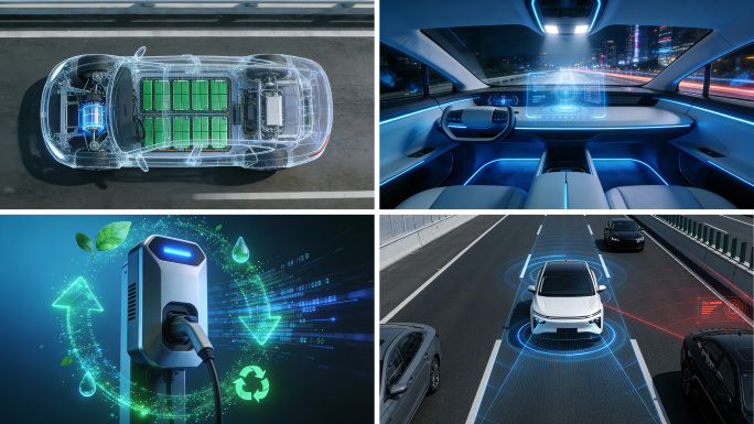 新能源汽车智能驾驶科技感未来出行环保能源