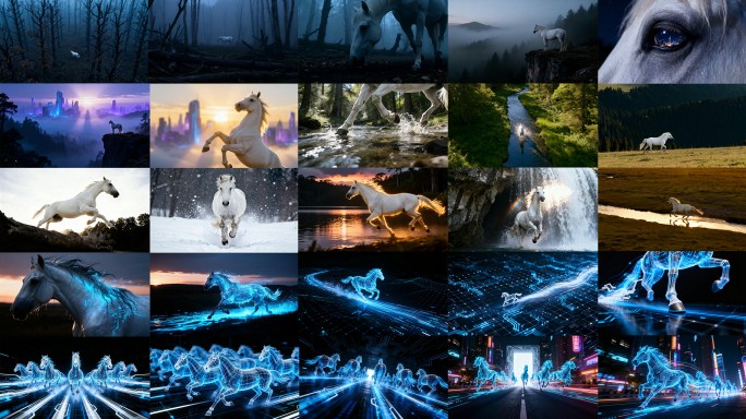 马年创意开场赛博科技抽象骏马飞驰
