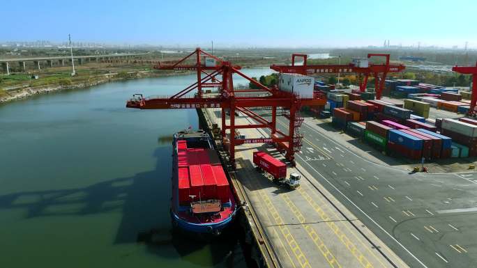 合肥港  南淝河码头4K航拍视频