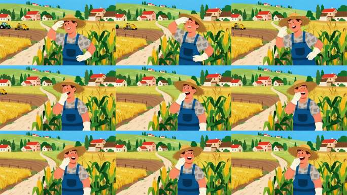 MG动画 卡通  丰收田野的快乐农夫