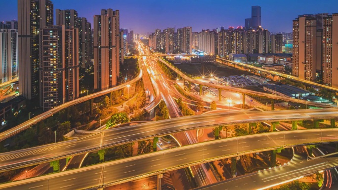 成都双桥子立交桥日转夜延时摄影4K60