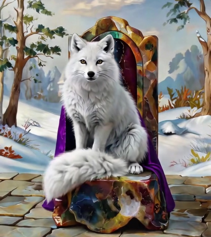 雪地森林中的白狐