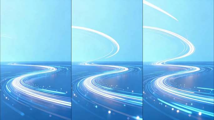 蓝色弯曲波浪抽象流线光影动态背景