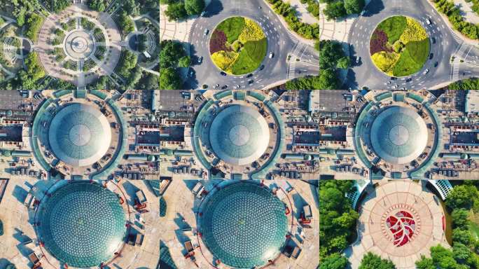 城市环岛与圆形广场航拍航拍城市圆形建筑