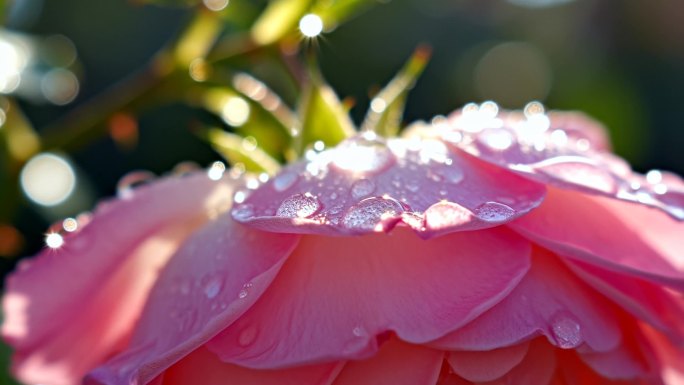带露珠的粉色玫瑰花