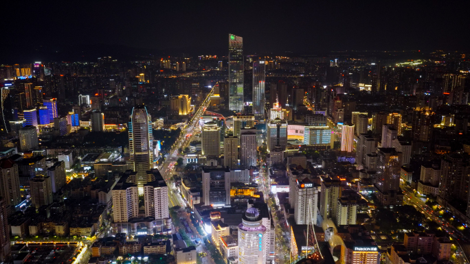 昆明恒隆广场夜景航拍