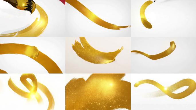 金色水墨笔触 水墨笔刷 笔刷动画 墨水