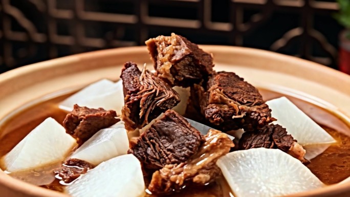 牦牛肉炖萝卜 牦牛肉砂锅牛肉萝卜汤热乎