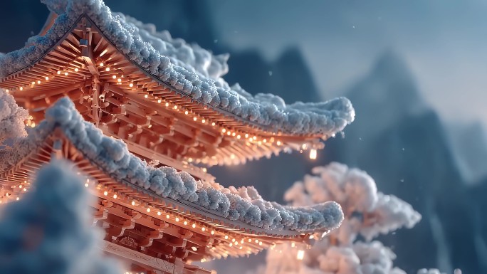 雪花纷飞冬日人间烟火浪漫