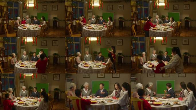 马年团聚幸福一家人年夜饭跨年春晚团圆饭
