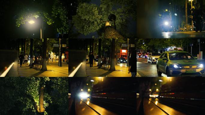 城市夜晚街景车流