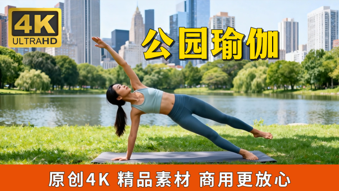 女性城市公园瑜伽健身 户外晨练 瑜伽美女