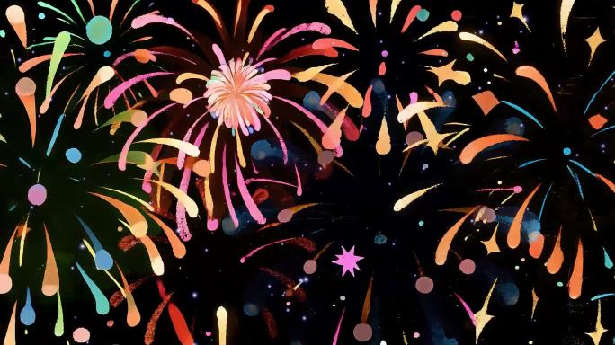 绚丽烟花绽放夜空动画