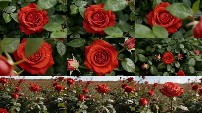 玫瑰特写 玫瑰园写实 浪漫空镜