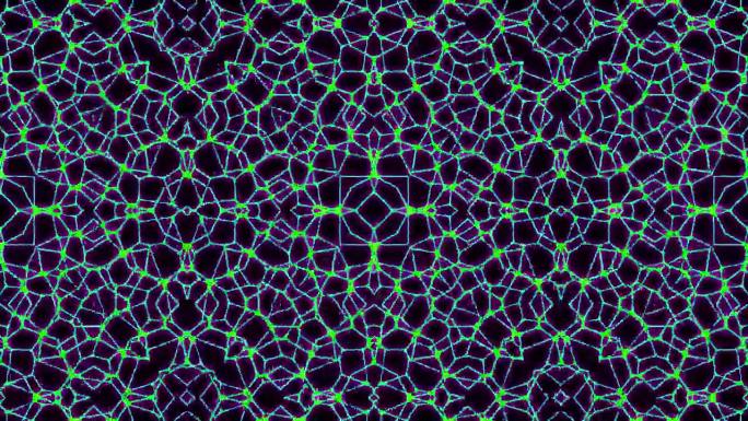 万花筒迷幻优雅奢华线条背景动画发光几何形状