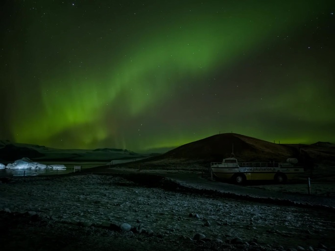 冰岛冰河湖极光延时摄影3