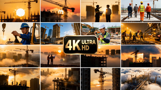 工地建筑工人建设城市发展工地延时工程合集