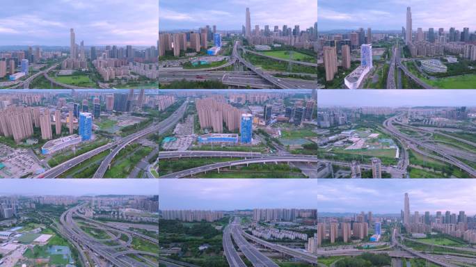 现代都市建筑群 高架路航拍