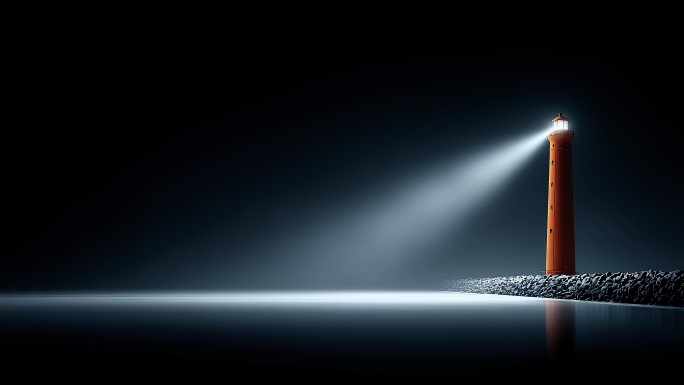 暗夜灯塔光芒指引，希望永存照亮远方