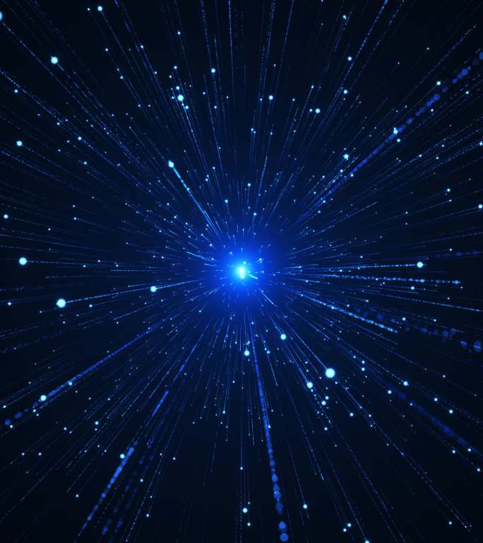 4K竖屏蓝色粒子拖尾冲屏舞台背景