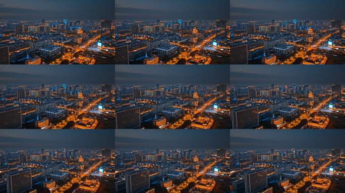 江苏盐城市区航拍建筑盐城市区夜景大景航拍