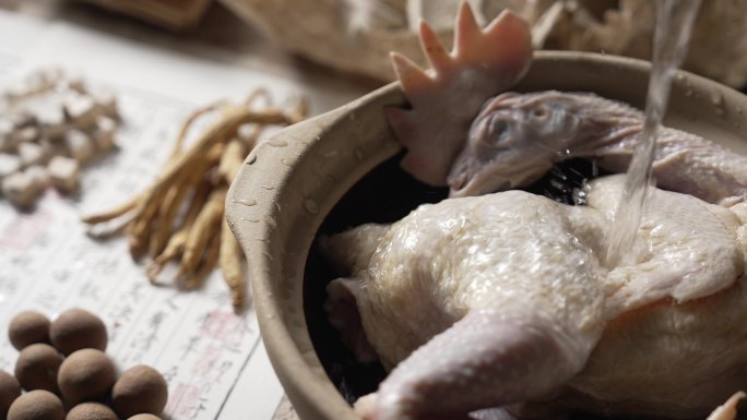 热气腾腾药膳鸡汤