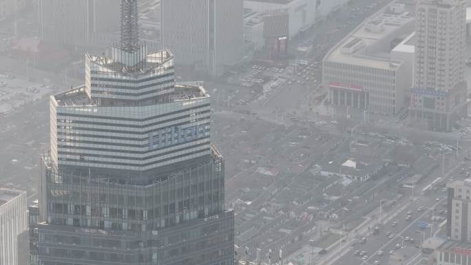 下降前进航拍烟台世贸与所城里同框