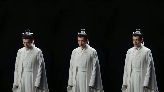 古装男子汉服造型展示 古风白衣男子沉思