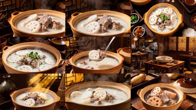 砂锅莲藕排骨汤 热气腾腾的滋补汤