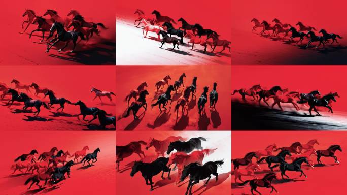 国风大气红黑马 简约 奔跑骏马