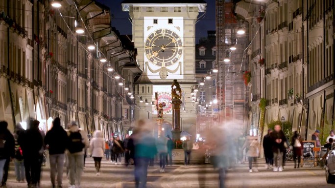 瑞士伯尔尼老城街道，城市天际线，城市景观