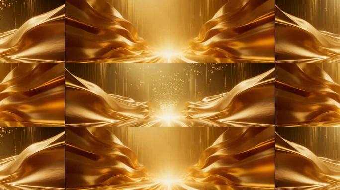 金色丝绸流动背景宽屏（循环）