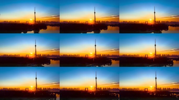 城市日出临沂电视塔剪影 1080P