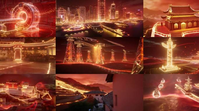 天地龙鳞 红金科技中国风城市歌曲背景