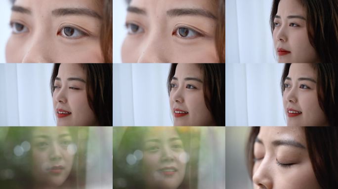 女生睁开眼睛微笑