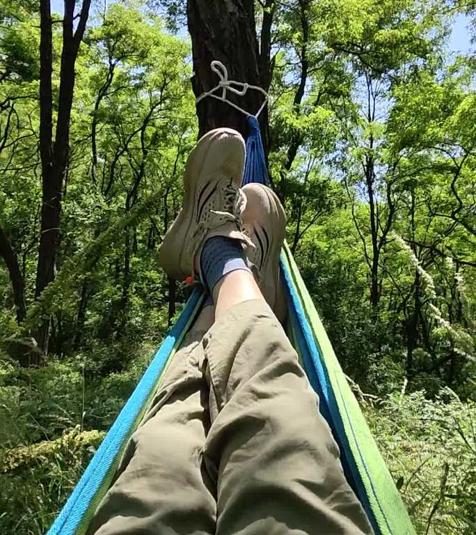 树上吊床休闲时光