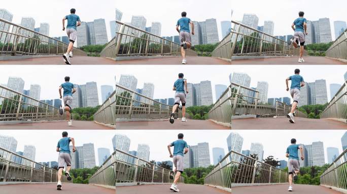 一个男子在晨跑