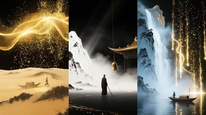 水墨鎏金武侠意境画面合集