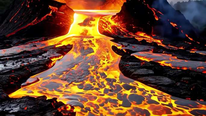 火山熔岩喷发壮观景象