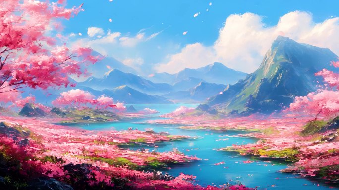 唯美粉色花海背景