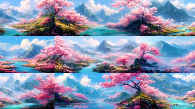 唯美粉色花海背景