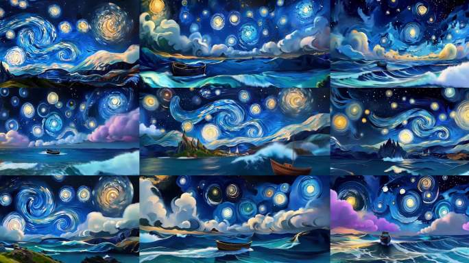 梵高风星空海洋