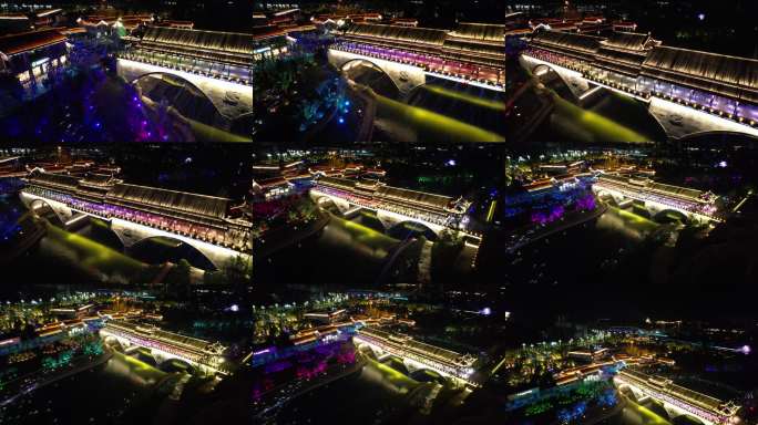 中式建筑灯光航拍